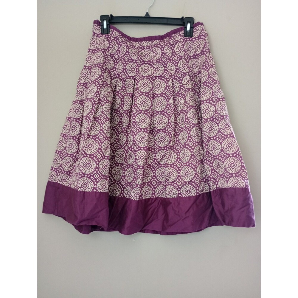 Talbots Purple 100% Cotton Flare Skirt Side Zipper Size 8
